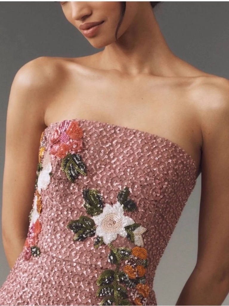 Helsi Silvia Strapless Stretch Sequin Midi Mauve Pinkdress